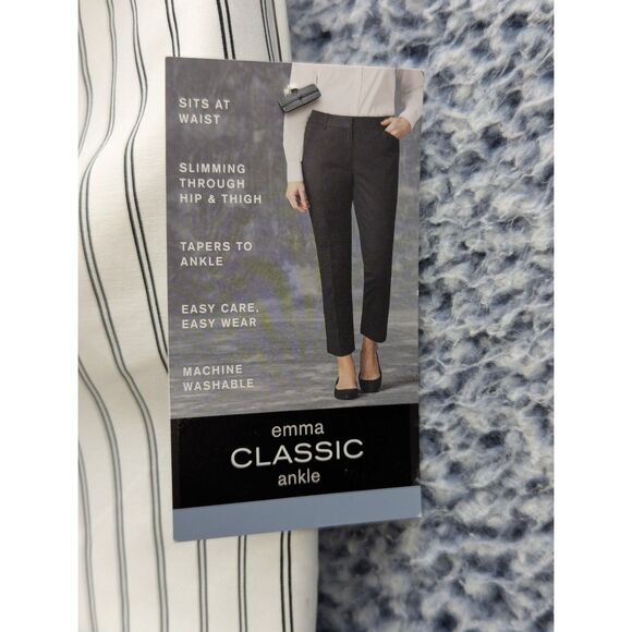 NWT Liz Claibrone Career Emma Slim Leg Ankle Pants Size 4 Striped Stretch White - Picture 8 of 12
